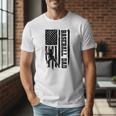 Baseball Dad Retro American USA Flag Baseball Father's Day Men T-Shirt