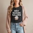 Busy Raising Ballers Baseball Mom Groovy Mother Day Women T-Shirt