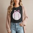 Coquette Baseball Mom Pink Bow Baseball Mama Women T-Shirt