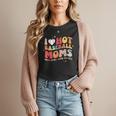 Groovy Retro I Love Hot Baseball Moms With After Game Snacks Women T-Shirt