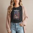 Vintage USA Flag Baseball Player Proud Baseball Mom Women T-Shirt