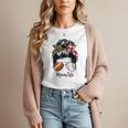 Football Mom Baseball Mom Life Messy Bun Mom Of Both Women T-Shirt Football Mom Baseball Mom Life Messy Bun Mom Of Both Women T-Shirt