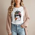 Football Mom Baseball Mom Of Both Messy Bun Mother's Day Women T-Shirt Football Mom Baseball Mom Of Both Messy Bun Mother's Day Women T-Shirt