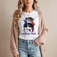 French Baseball Mom France Messy Bun Women T-Shirt French Baseball Mom France Messy Bun Women T-Shirt