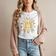 Groovy Retro Floral Happy Smiling Face Baseball Mom Women T-Shirt Groovy Retro Floral Happy Smiling Face Baseball Mom Women T-Shirt