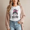 In October We Wear Pink Baseball Mom Messy Bun Breast Cancer Women T-Shirt In October We Wear Pink Baseball Mom Messy Bun Breast Cancer Women T-Shirt