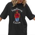 African American Baseball Mom Sagittarius Queen Zodiac Sign Women T-Shirt