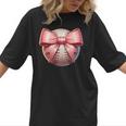 Baseball Mom Coquette Pink Bow Baseball Mom Women T-Shirt