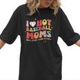 Groovy Retro I Love Hot Baseball Moms With After Game Snacks Women T-Shirt