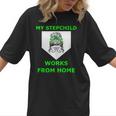 Messy Bun Baseball Mom My Stepchild Works From Home Women T-Shirt Messy Bun Baseball Mom My Stepchild Works From Home Women T-Shirt