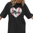Mother's Day Distressed Heart Baseball Mom Mama Sport Fan Women T-Shirt