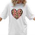 Baseball Mom Leopard Heart Valentine Day Mother Day Women T-Shirt