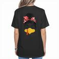 Messy Bun Baseball Mom Turkey Face Matching Thanksgiving Women's T-Shirt Back Print