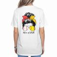 Baseball Mom Softball Mom Of Both Messy Bun Mother's Day Women's T-Shirt Back Print