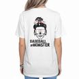 Baseball Momster Messy Bun Skull Mom For Women Halloween Women's T-Shirt Back Print Baseball Momster Messy Bun Skull Mom For Women Halloween Women's T-Shirt Back Print