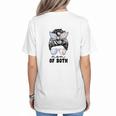 Mom Of Both Volleyball And Baseball Mom For Women Messy Bun Women's T-Shirt Back Print Mom Of Both Volleyball And Baseball Mom For Women Messy Bun Women's T-Shirt Back Print