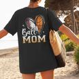 Ball Mom Heart Basketball Baseball Mom Women's T-Shirt Back Print