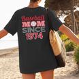 Baseball Mom Since 1974 Women's T-Shirt Back Print Baseball Mom Since 1974 Women's T-Shirt Back Print