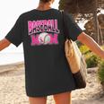 BASEBALL MOM BREAST CANCER RIBBON PINK SPORTS MOM Women's T-Shirt Back Print