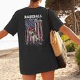 Vintage USA Flag Baseball Player Proud Baseball Mom Women's T-Shirt Back Print Vintage USA Flag Baseball Player Proud Baseball Mom Women's T-Shirt Back Print