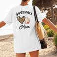 Baseball Mom Leopard Heart Baseball Player Kids Women's T-Shirt Back Print