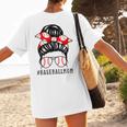 Baseball Mom Leopard Messy Bun Game Day Women's T-Shirt Back Print