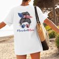 Baseball Mom USA American Flag 4th Of July Women's T-Shirt Back Print Baseball Mom USA American Flag 4th Of July Women's T-Shirt Back Print