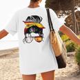 Spanish Baseball Mom Messy Bun Spain Baseball Girl Women's T-Shirt Back Print Spanish Baseball Mom Messy Bun Spain Baseball Girl Women's T-Shirt Back Print