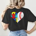 Autism Baseball Heart Autism Puzzle Baseball Mom Women's T-Shirt Back Print