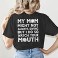 Baseball Mom Swing Watch Mouth Baseball Boy Women's T-Shirt Back Print Baseball Mom Swing Watch Mouth Baseball Boy Women's T-Shirt Back Print