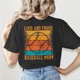 Loud And Proud Baseball Mom Vibrant Colorful Stripe Women's T-Shirt Back Print Loud And Proud Baseball Mom Vibrant Colorful Stripe Women's T-Shirt Back Print