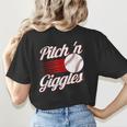 Pitch 'n Giggles Baseball Player Women Baseball Mom Women's T-Shirt Back Print