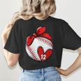 Womens Custom Baseball Mom Number 12 Heart For Mom Mommy Women's T-Shirt Back Print