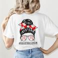 Baseball Mom Leopard Messy Bun Game Day Women's T-Shirt Back Print