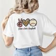 Peace Love Baseball Mom Leopard Print Cheetah Pattern Women's T-Shirt Back Print