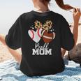 Ball Mom Football Baseball Mom Heart Women's T-Shirt Back Print Ball Mom Football Baseball Mom Heart Women's T-Shirt Back Print