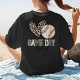 Baseball Game Day Vibes Baseball Mom Mama Leopard Cute Women's T-Shirt Back Print