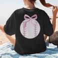 Coquette Baseball Mom Pink Bow Baseball Mama Women's T-Shirt Back Print Coquette Baseball Mom Pink Bow Baseball Mama Women's T-Shirt Back Print