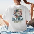 Artsy Baseball Mom Flowers Unique Game Day Ball Distressed Women's T-Shirt Back Print Artsy Baseball Mom Flowers Unique Game Day Ball Distressed Women's T-Shirt Back Print