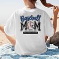 Baseball Mom Blue Varsity Baseball Mama Cute Mother's Day Women's T-Shirt Back Print