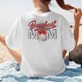 Baseball Mom Coquette Pink Bow Baseball Mama Premium Women's T-Shirt Back Print