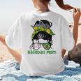 Brazil Baseball Mom Messy Bun Women's T-Shirt Back Print