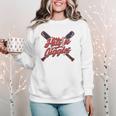 Hits 'n Giggles Baseball Player Women Baseball Mom Mother Women Crewneck Sweatshirt Hits 'n Giggles Baseball Player Women Baseball Mom Mother Women Crewneck Sweatshirt