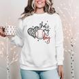That's My Boy Leopard Heart Baseball Mom Women Crewneck Sweatshirt