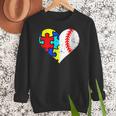 Autism Baseball Heart Autism Puzzle Baseball Mom Women Crewneck Sweatshirt