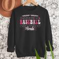 Retro Groovy Baseball Bruh Proud Baseball Mom Women Crewneck Sweatshirt