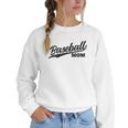 Baseball Mom 1970s Retro Cursive Font Women Crewneck Sweatshirt