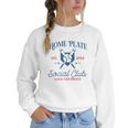 Spring 2024 Season Cute Baseball Mom Home Plate Social Club Women Crewneck Sweatshirt Spring 2024 Season Cute Baseball Mom Home Plate Social Club Women Crewneck Sweatshirt