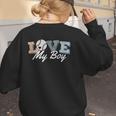 Baseball Mom Love My Boy Retro Casual Letter Print Women's Sweatshirt Back Print