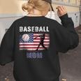 Proud Baseball MOM USA American Flag Family Game Day Women's Sweatshirt Back Print